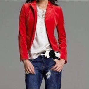 J.Crew Ecole Velvet Blazer - orange/red, sz 2